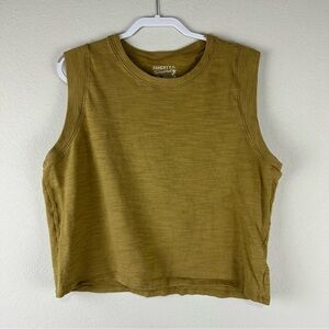 Faherty Mustard Yellow 100% Organic Cotton Sunwashed Slub Muscle Tank Top XL
